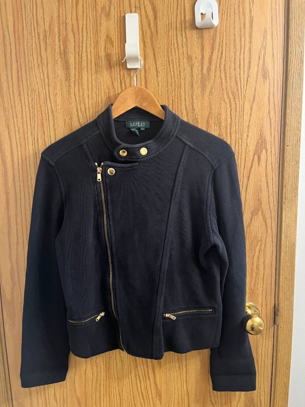 Y2K Vintage Lauren Ralph Lauren Knit Moto Jacket - Picture 10 of 11